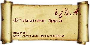 Östreicher Appia névjegykártya